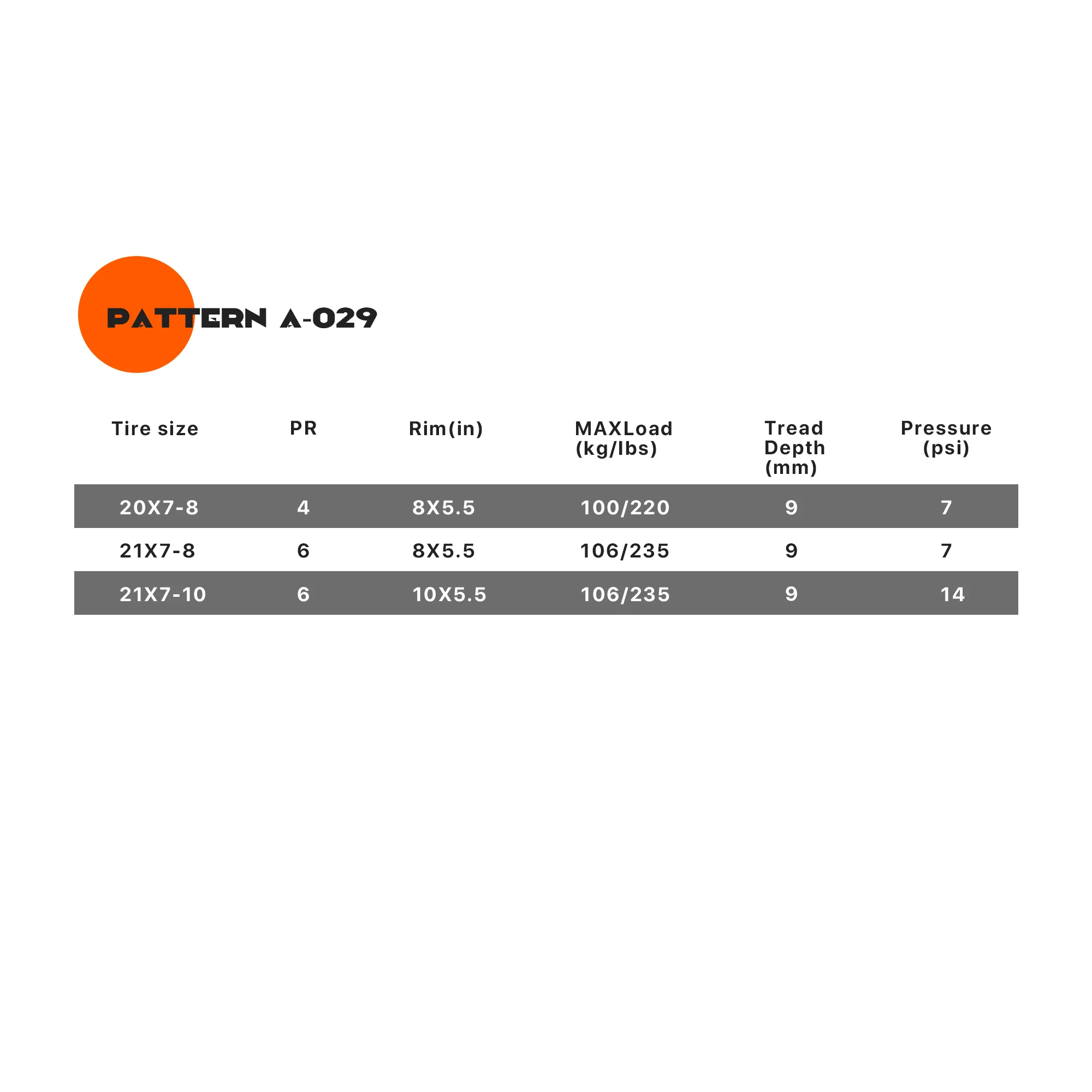 SunF ATV TIRE/UTV TIRE All Terrain 6 PR Tubeless A029 (set of 4) - Image 3